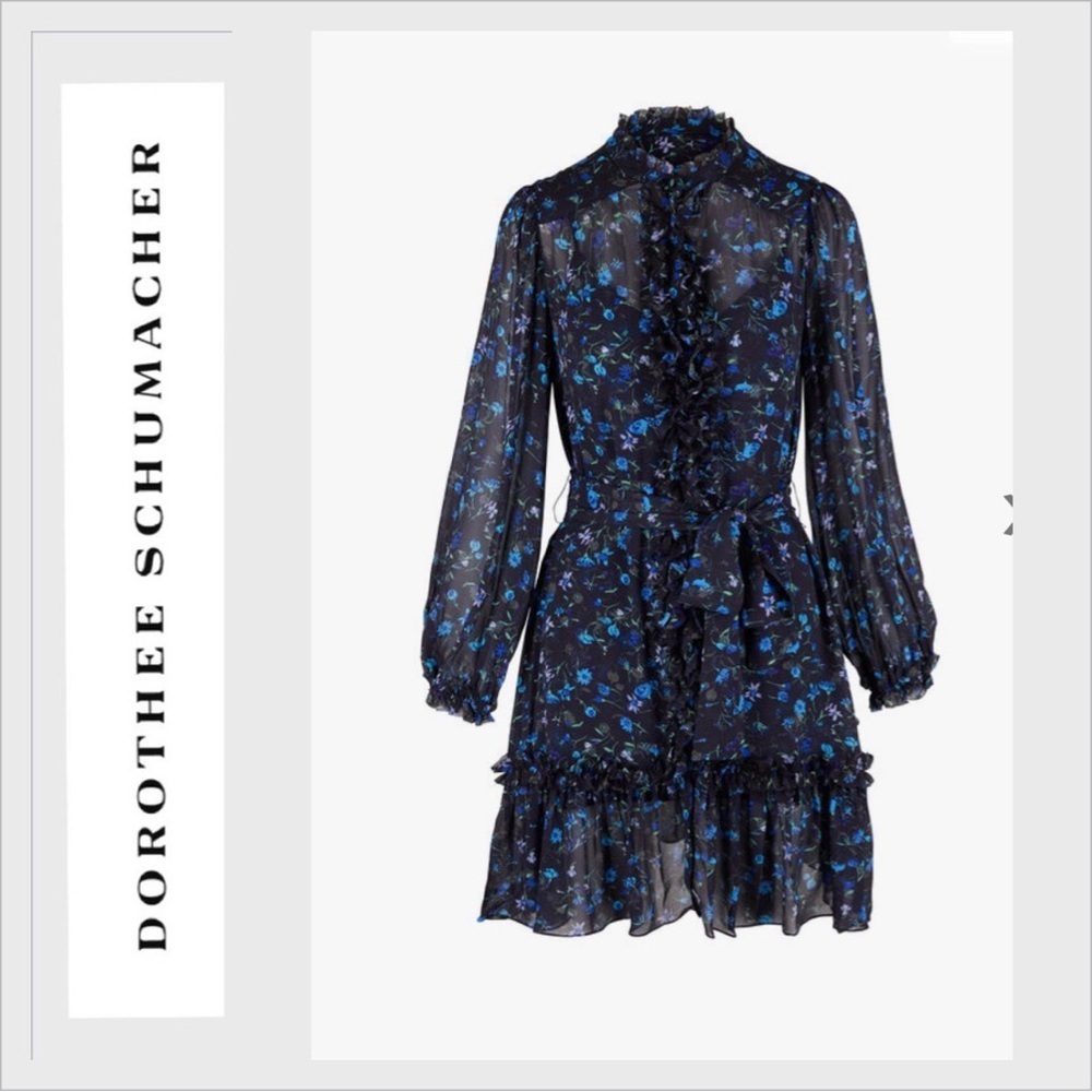 Dorothee Schumacher floral Ruffle Printed Dress Sz 1 lined